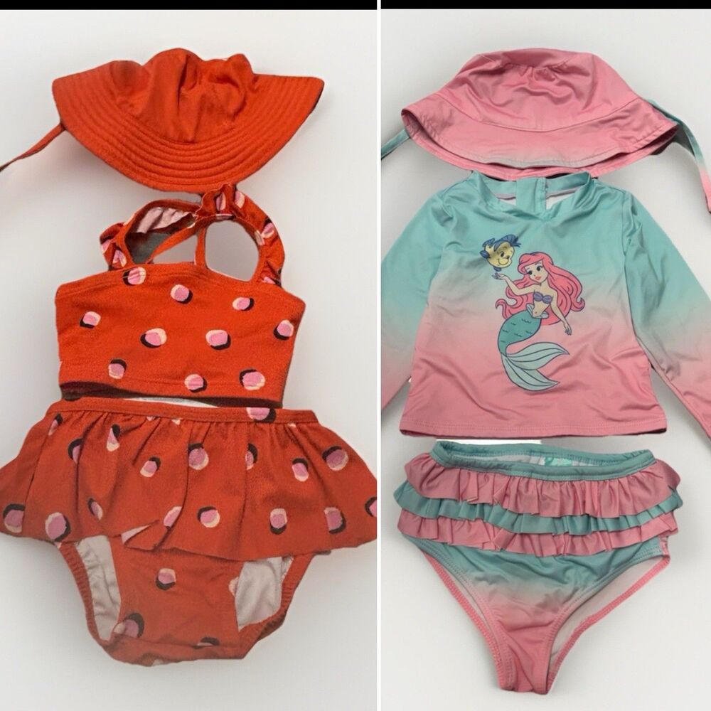 Baby toddler Swimsuit & Hat Set Hanna Anderson Disney Little Mermaid 18-24 M